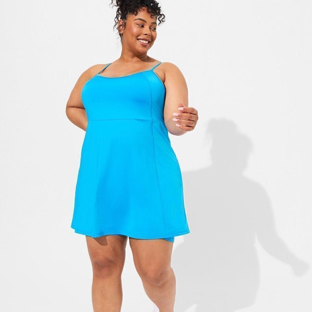 Torrid - Tech Jersey Mini Active Dress With Bike Short in Blithe Blue​​​​​​​​​​